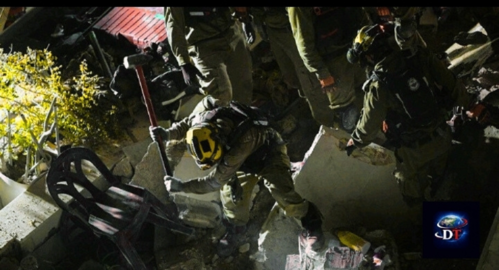 Latest Iran conflict scene with rescue teams and damage after airstrikes