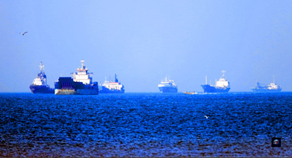 View of oil tankers in Strait of Hormuz highlighting Hormuz Crisis situation