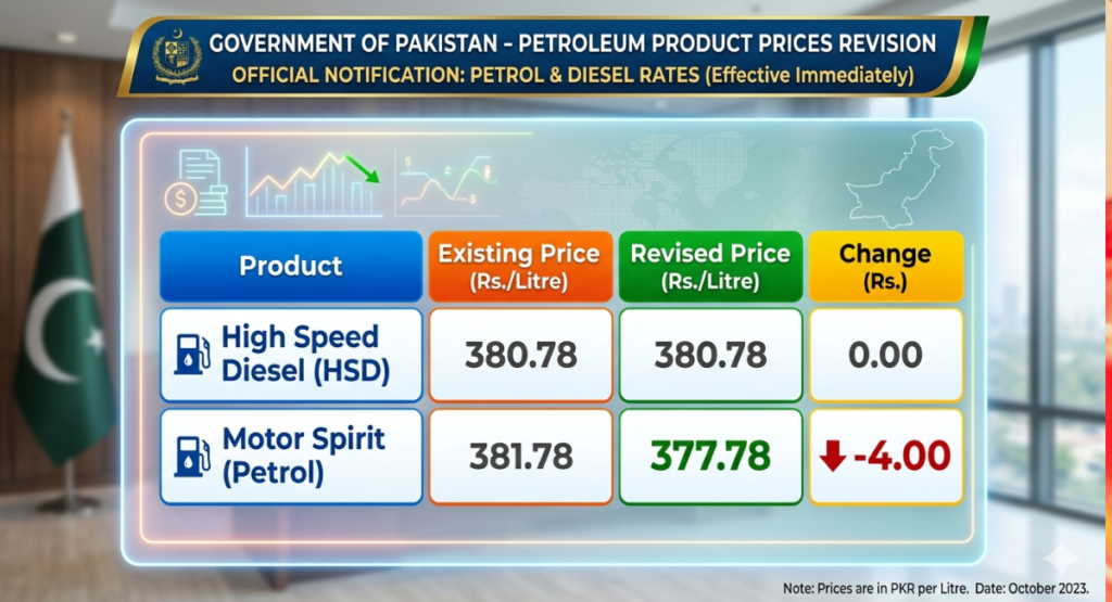 Fuel price reduction in Pakistan after petrol cut announcement