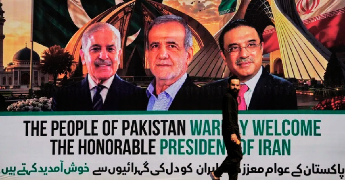 Iran President Pezeshkian Pakistan Visit during official meeting with Pakistan leaders in Islamabad